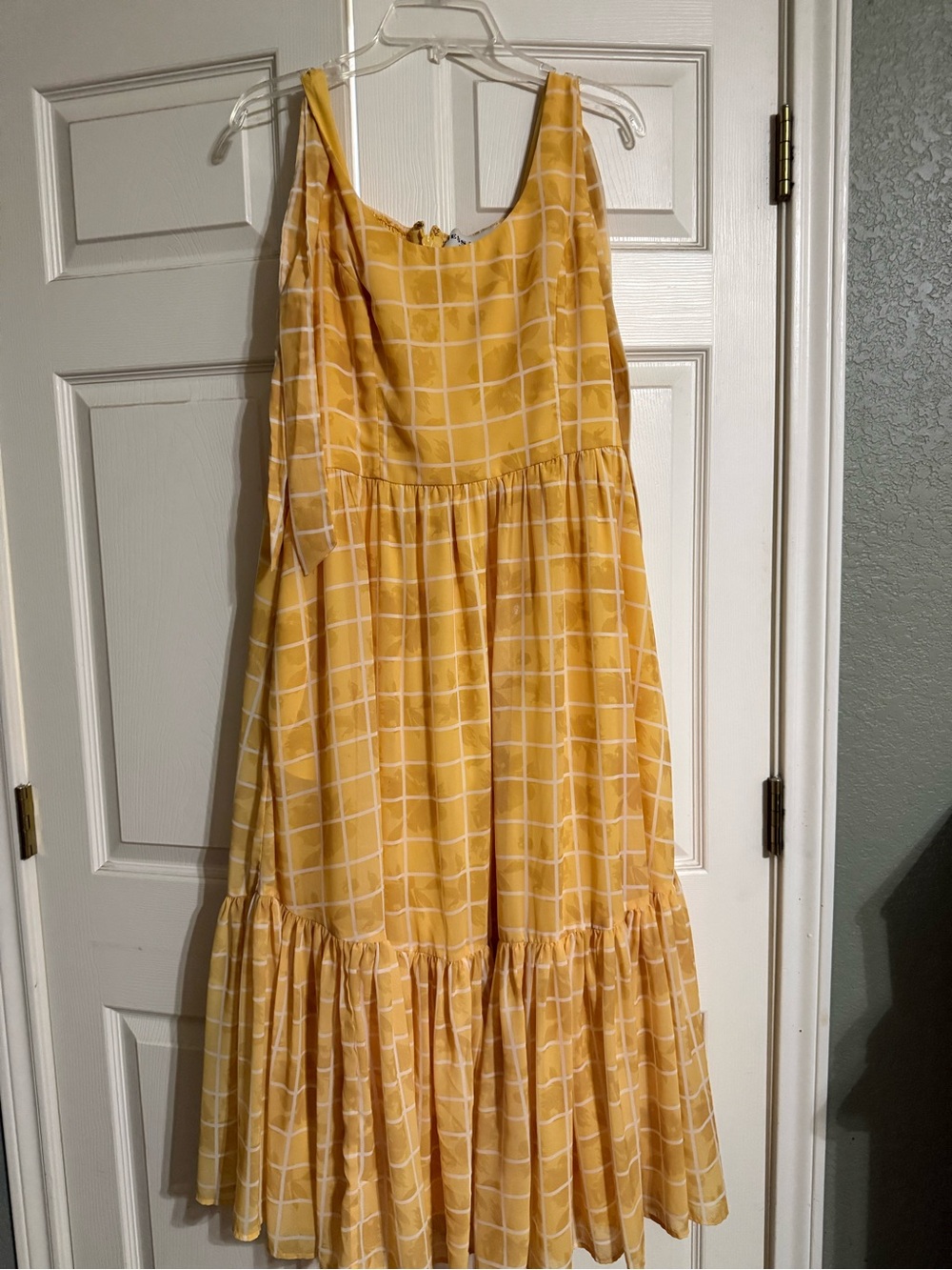 JessaKae Yellow Check Sleeveless Midi Dress